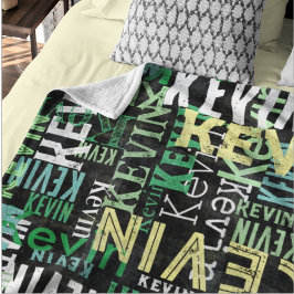 名前の複製都市スタイル黒 フリースブランケット