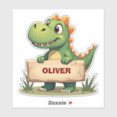 名前の記号がついたかわいいパーソナライズされた恐竜 シール (シート)