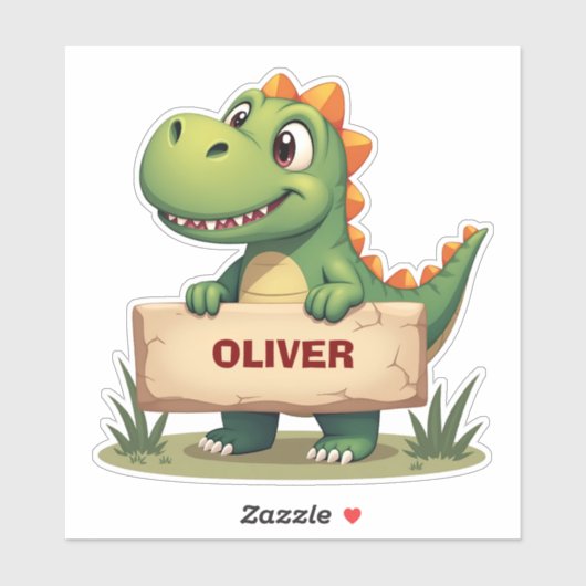 名前の記号がついたかわいいパーソナライズされた恐竜 シール (シート)