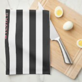 名前の調節可能な黒を縞で飾ります キッチンタオル (四つ折り)