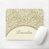 名前の贅沢な金ゴールドそしてアイボリーのペイズリーのダマスク織 マウスパッド (マウス)