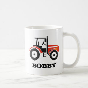 名前の赤いトラクターのマグ コーヒーマグカップ