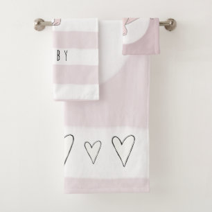 名前の赤ちゃん少女ピンクのTレックス恐竜 バスタオルセット