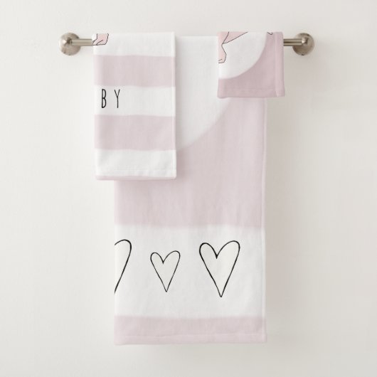 名前の赤ちゃん少女ピンクのTレックス恐竜 バスタオルセット (インサイチュ)