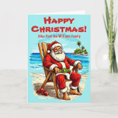 名前の追加あいさつ文字サンタオンビーチ椅子 カード (正面)