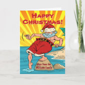 名前の追加あいさつ文字サンタディッピングトークリスマス カード (正面)
