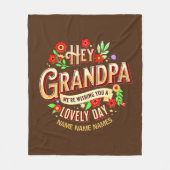 名前の追加おじいちゃん素敵な一日をお願いしている フリースブランケット (正面)
