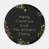 名前の追加からメリークリスマス黒い金ゴールド マグネット (正面)