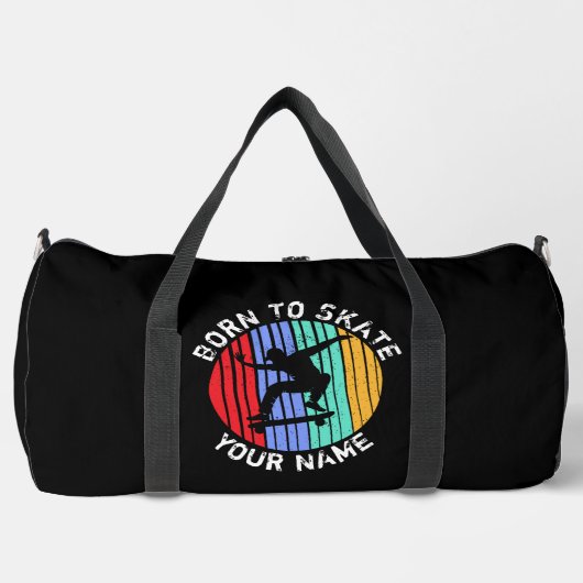 名前の追加すべての文字をスケートスケートボードに変更する ダッフルバッグ (正面)