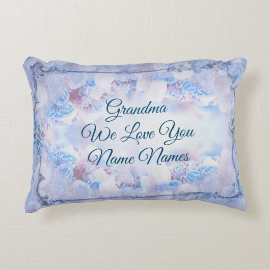 名前の追加すべての文字ラブグランマーブルーフローラ アクセントクッション (正面)