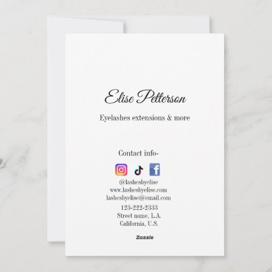 名前の追加で点滅連絡情報ソーシャルメディアwebsi シーズンカード (裏面)