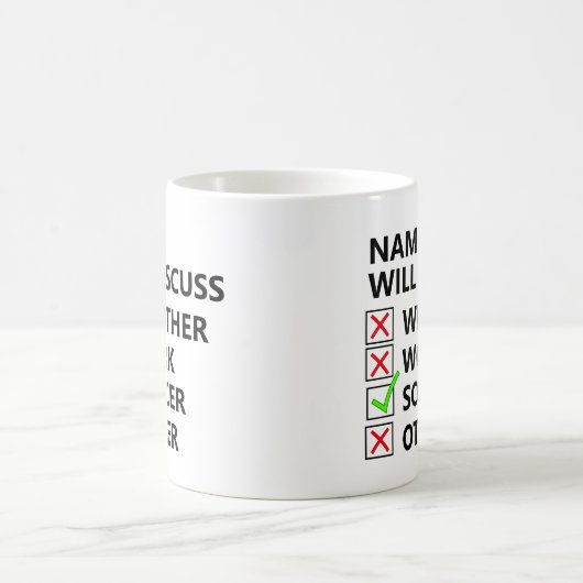 名前の追加で議論する – サッカーまたはスポーツなど コーヒーマグカップ (中央)