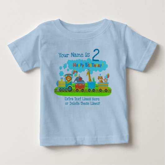 名前の追加の年齢変更すべての文字蒸気列車誕生日 ベビーTシャツ (正面)