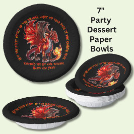 名前の追加の年，文字- Fire Dragon新年 ペーパーボウル