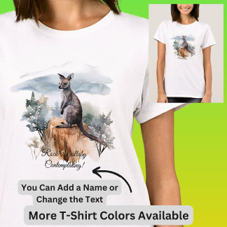 名前の追加の編集文字- Rock Wallaby Water color Tシャツ