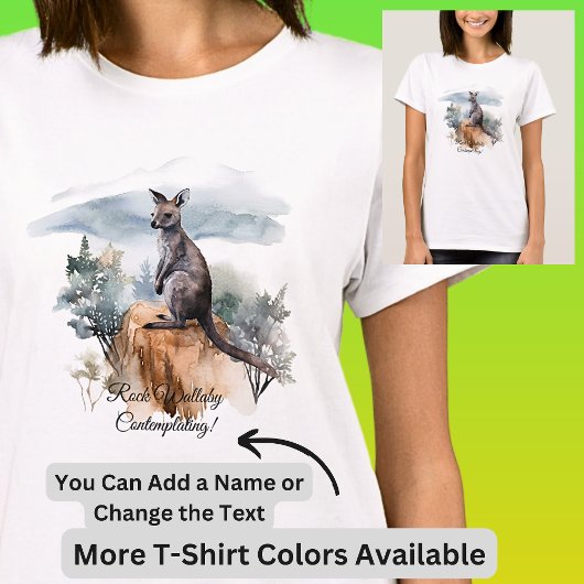 名前の追加の編集文字- Rock Wallaby Water color Tシャツ