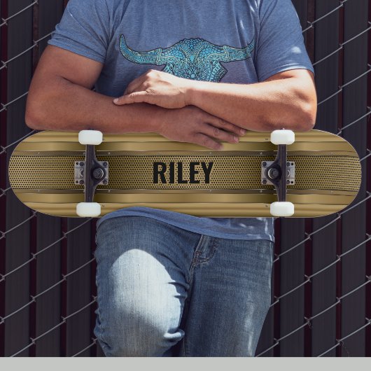 名前の追加イニシャル、金属金ゴールドストリップスケートバー スケートボード