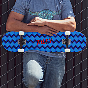 名前の追加イニシャル, Blue Woven Hash Pattern Skatebo スケートボード