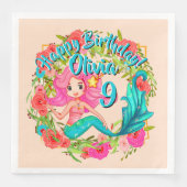 名前の追加エイジピンクマーメイドブルーテール誕生日パーティー (正面)