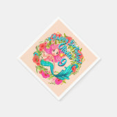 名前の追加エイジピンクマーメイドブルーテール誕生日パーティー スタンダードカクテルナプキン (角)