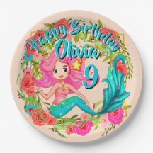 名前の追加エイジピンクマーメイドブルーテール誕生日パーティー