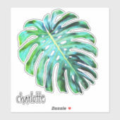 名前の追加エレガントトロピカルリーフモダンタイポグラフィ シール (シート)