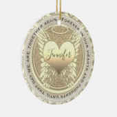 名前の追加エンジェルウィングスとハートメモリアル セラミックオーナメント (右)