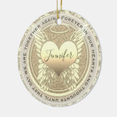 名前の追加エンジェルウィングスとハートメモリアル セラミックオーナメント (左)