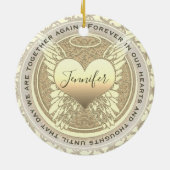 名前の追加エンジェルウィングスとハートメモリアル セラミックオーナメント (裏面)