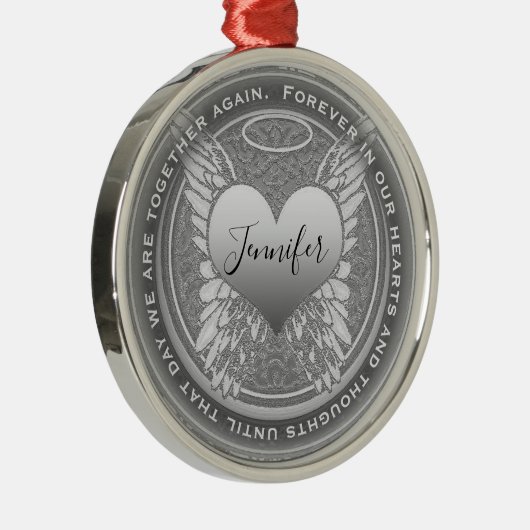 名前の追加エンジェルウィングスとハートメモリアル メタルオーナメント (右)