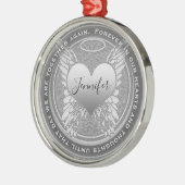 名前の追加エンジェルウィングスとハートメモリアル メタルオーナメント (左)