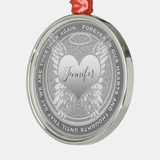 名前の追加エンジェルウィングスとハートメモリアル メタルオーナメント (左)