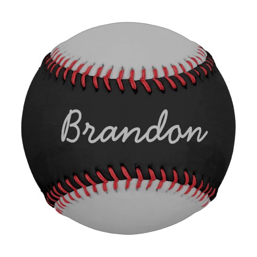 名前の追加カスタムグレーと黒の野球 野球ボール (正面)