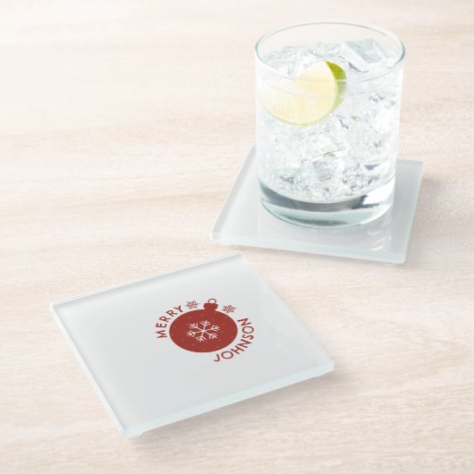 名前の追加カスタム文字ホリデーコースター ガラスコースター (アングル)