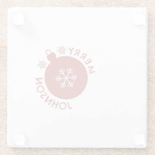 名前の追加カスタム文字ホリデーコースター ガラスコースター (裏面)