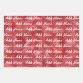 名前の追加カスタム赤い水色 ラッピングペーパーシート (正面2)