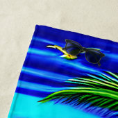 名前の追加カラフルビーチ波状手のひらツリー&ヒトデ ビーチタオル (インサイチュ)