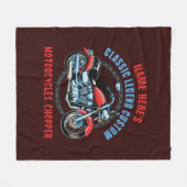 名前の追加クラシックカスタム赤オートバイチョッパー フリースブランケット (正面(横))