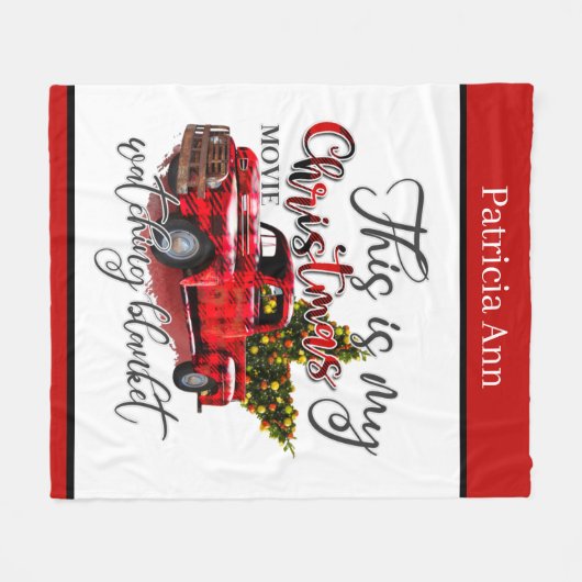 名前の追加クリスマスムービーの視聴 フリースブランケット (正面(横))