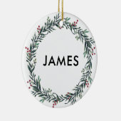 名前の追加クリスマスリース パーソナライズされた セラミックオーナメント (右)