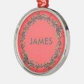 名前の追加クリスマスリース パーソナライズされた メタルオーナメント (左)
