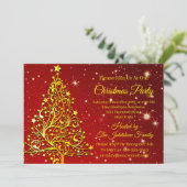 名前の追加クリスマスレッド金ゴールドツリーパーティの招待状 招待状 (スタンド正面)