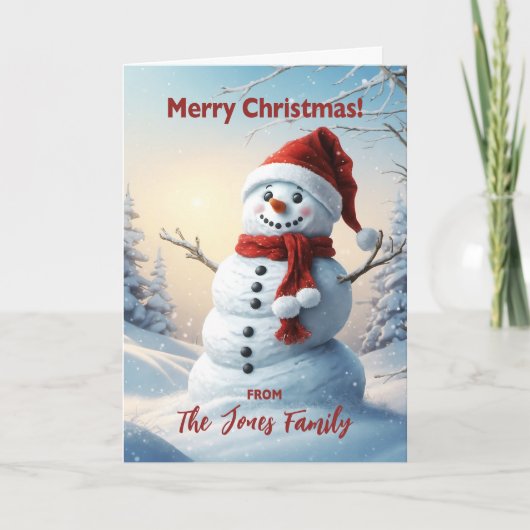 名前の追加クリスマス雪だるま シーズンカード (正面)