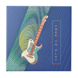 名前の追加クールモダンティール（緑がかった色）&ブルーエレキギター タイル