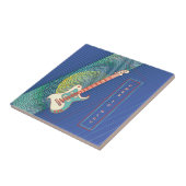 名前の追加クールモダンティール（緑がかった色）&ブルーエレキギター タイル (側面)