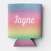 名前の追加グラデーション虹。 缶クーラー (正面)