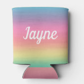 名前の追加グラデーション虹。 缶クーラー (裏面)