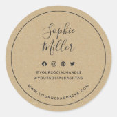 名前の追加グレイ縁どソーシャルメディアブランディングKraft ラウンドシール (正面)
