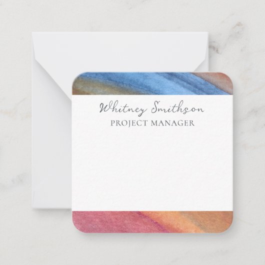 名前の追加シンプル抽象芸術茶色と青の水色 ノートカード (正面)