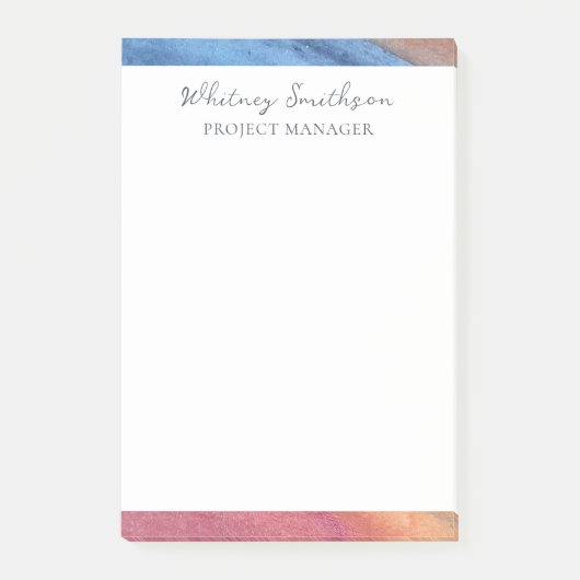 名前の追加シンプル抽象芸術茶色と青の水色 ポストイット (正面)